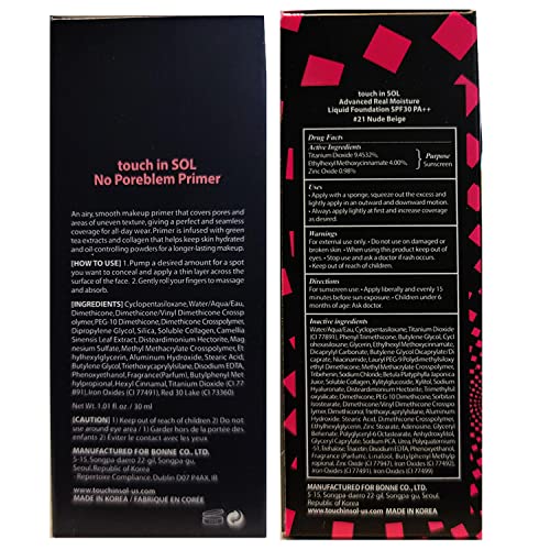 TOUCH IN SOL Best Primer & Foundation Combo No Pore Blem Primer 30ml