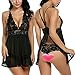 Hotwiner Women's Sexy Lingerie V-Neck Lace Sleepwear Halter Babydoll Dress +G-String