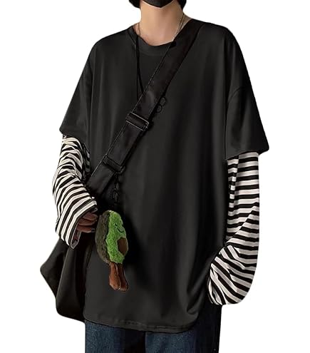 Womens Harajuku Oversized Striped Shirts Y2k Emo Scene Grunge
