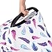 Nursing Cover, Car Seat Canopy for Babies, Infant Breastfeeding Scarf - High Chair, Stroller, Baby Carrier Cover for Girls, Soft, Stretchy, Shower Gifts, Step 1 Kids (Pink, Blue Feathers)