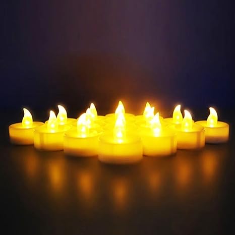 Ein Sof Flameless LED Tealights, Smokeless Plastic Decorative Candles (Yellow Light, Pack of 10)