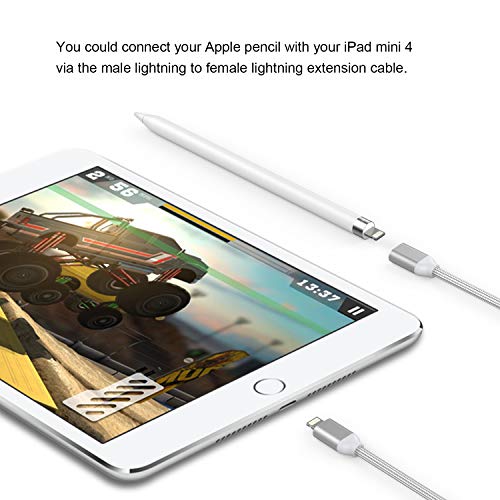 EMATETEK Braided Extension Connector Cable Female to Male Pass Video Audio Music Photo Data and Charge. 1PCS 3.3Feet Male to Female Extender Cord Made of Sliver Aluminum & White Braided.