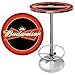 Bar Table - Budweiser Bowtie Red/Black Bar Height Table with Adjustable Foot Rest and Acrylic Top - Garage, Bar, or Man Cave Decor by Trademark Gameroom