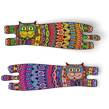 AK Wall Art Colorful Cats Set of 2 - Magnets - Car Fridge Locker - Select Size