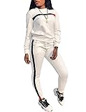 KANSOON Women Stripe Patchwork Two Piece Sweatsuit
