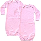 Laughing Giraffe Baby Long Sleeve Sleeper Gown with Mittens 0-3M (2-PACK) (Pink, 0-3 Months)