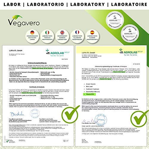 NEW: Vitamin B12 Spray 25ml | 125 Sprays, 4 Month Supply | 250 mcg per Spray, B12 Methylcobalamin | Cherry Flavour | VEGAN by Vegavero