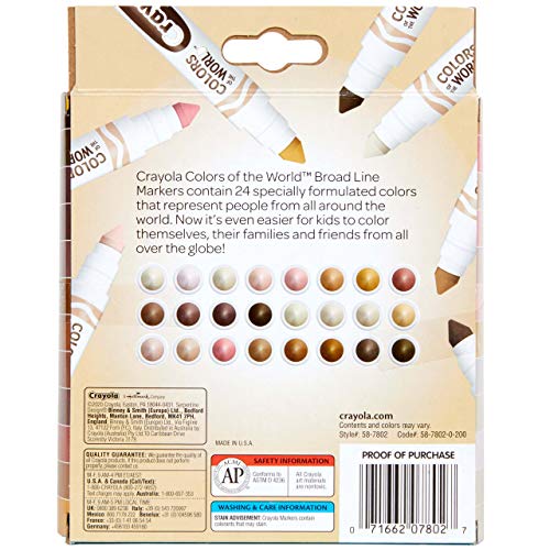 Crayola Colors of the World Markers 24 Pack, Washable Skin Tone Markers