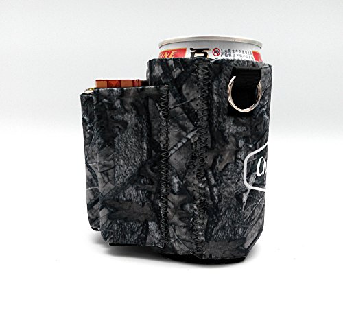 Beer Can Coolie With Cigarette And Lighter Holder (Camo)