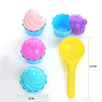 Kids Beach Toys,Sand Toys Set for Kids,9pcs Small Cake Mould Spoon Ice Cream Pudding Beach Play Sand 9pcs