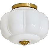 LIGHTLAND Milk Glass Ceiling Light, 15 Inch 3-Light Metal Glass Flush Mount Ceiling Light Fixture for Entryway, Hallway, Livi