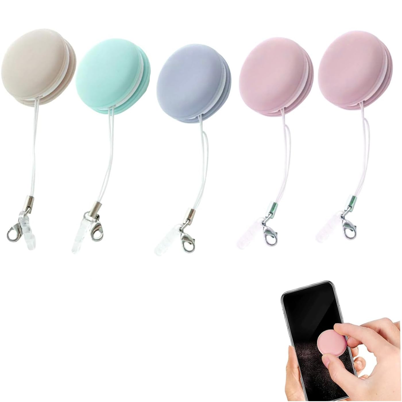 MUNSKT 5PCS Macaron Phone Screen Cleaner，Mobile Phone Screen Wipe，Reusable Macaron Cleaning Wipe Computer Screen Cleaner Wipes，Screen Glass Cleaner Cloth, Cleaning Tools for TV Electronic Devices.