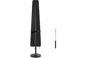 J&C Umbrella Cover, Windproof, UV Resistant Market Parasol Covers 7ft to 11ft Waterproof Outdoor Patio Umbrella Cover Black