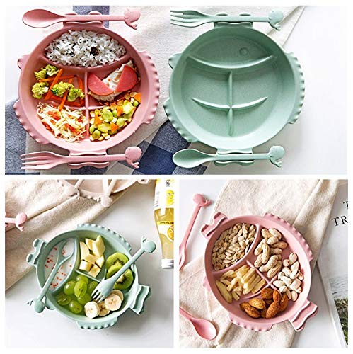 Tushja Wheat Straw Fish-Shaped Plate Set Cartoon Family Tableware Children's Meal Plate Spoon Fork Kids Cute Meal Tools Drop Shipping - Thumbnail 6