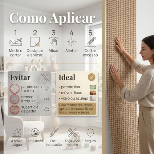 Papel De Parede Autocolante Linho Palha Texturizado Adesivo 5 Metros (Palha Trançada)