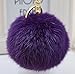 Cy3Lf Gold Plated Keychain Cute Genuine Rabbit Fur Ball Pom Pom Keychain for Car Key Ring Handbag Tote Bag Pendant Charm (Purple)