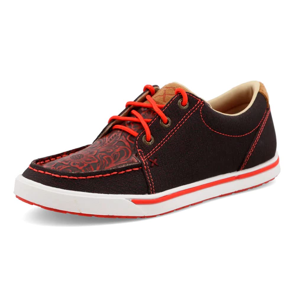 Twisted X Women's Kicks, Moc Toe, Black & Grenadine Vamp, 7 M Image