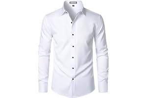 ZEROYAA Men's Long Sleeve Dress Shirt Modern Slim Fit Wrinkle-Free Casual Business Button Up Shirts