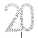 COSMOS Rhinestone Metal Number 20 Birthday 20th Anniversary Cake Topper, Silver Tone Color