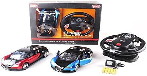 Bugatti Veyron 16.4 Grand Sport 1:14 Scale Licensed RC Model Car, Radio steering wheel as remote control,Rechargeable NiCd Batteries &amp; Charger Included,9.1 sound,Christmas-Color:blue