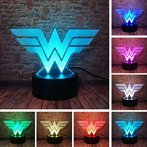 DC Comics Wonder Woman Logo Superhero Justice League Funny 3D Visual LED 7 Colors Change LED Night L - //coolthings.us