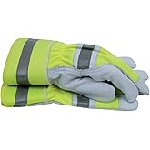 BlackCanyon Outfitters 703131L High-Visibility Premium Leather Work Gloves - Large, Green