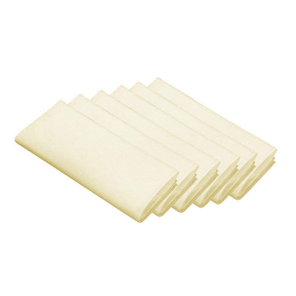 Surmente 17-Inch Polyester Table Napkins, Dinner Napkins for Weddings, Banquets, or Restaurants (1-Dozen) (Ivory)