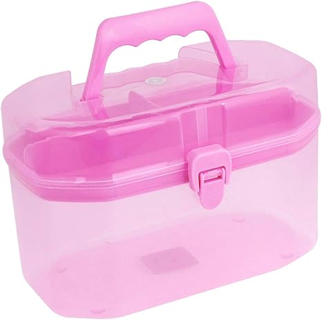 Amazon Uxcell 小物収納ボックス 収納ケース クリア ピンク プラスチック製 多目的ケース 収納ケース ボックス オンライン通販