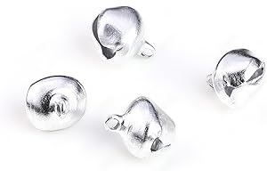 PICOCOSMXIRUO Micro Jingle Bells 100 Pk Miniature 6 mm (0.23 Inch) for Making Ornaments, Mini Wreath - Tiny Gold, Silver or Color Christmas Bell (Silver)