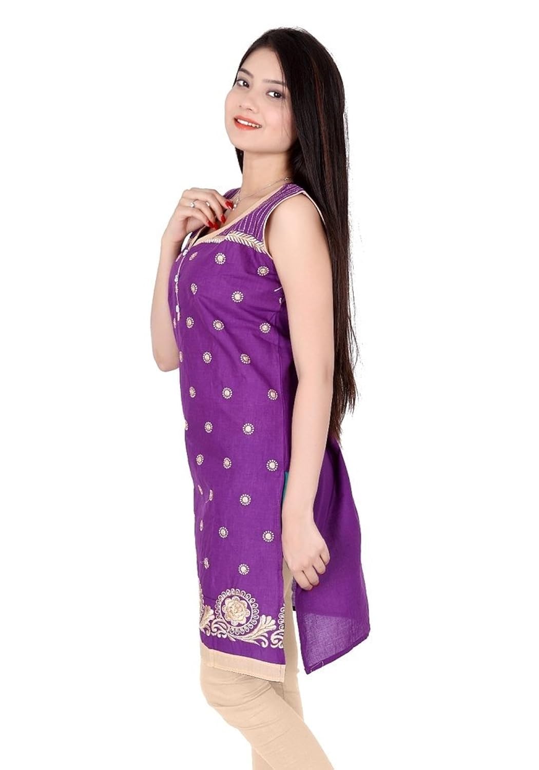 woou women's cotton embroidered kurti