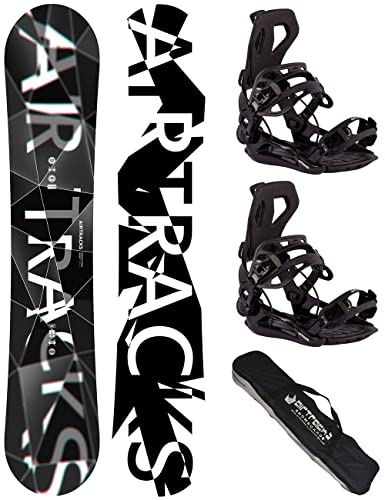 Airtracks Herren Snowboard Set Freeride Freestyle – Refractions Game Wide Snowboard 165 - Softbindung Master L - SB Bag