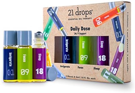 21 Drops - Organic / Wildcrafted Roll-On Essential Oil Sampler Kit (DAILY DOSE)