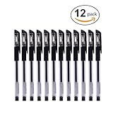 Gel Pens, EverPlus 12 Pcs Ink Gel pens Rolling Ball Pens for Office/School/Home (Black)