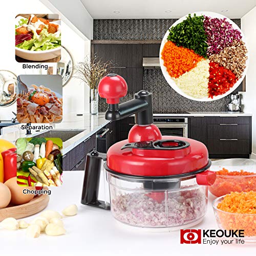 KEOUKE Onion Chopper Food Chopper Hand Crank Food Processor Chops