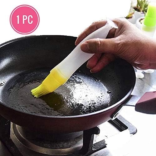 Toxham Silicone Cooking Oil Bottle with Basting Brush, 1 Pc (Assorted Colors)