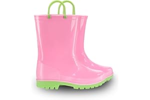 EUXTERPA Boys Girls Rain Boots Toddler Kids Waterproof Boots Children Lightweight Rain Shoes with Handles