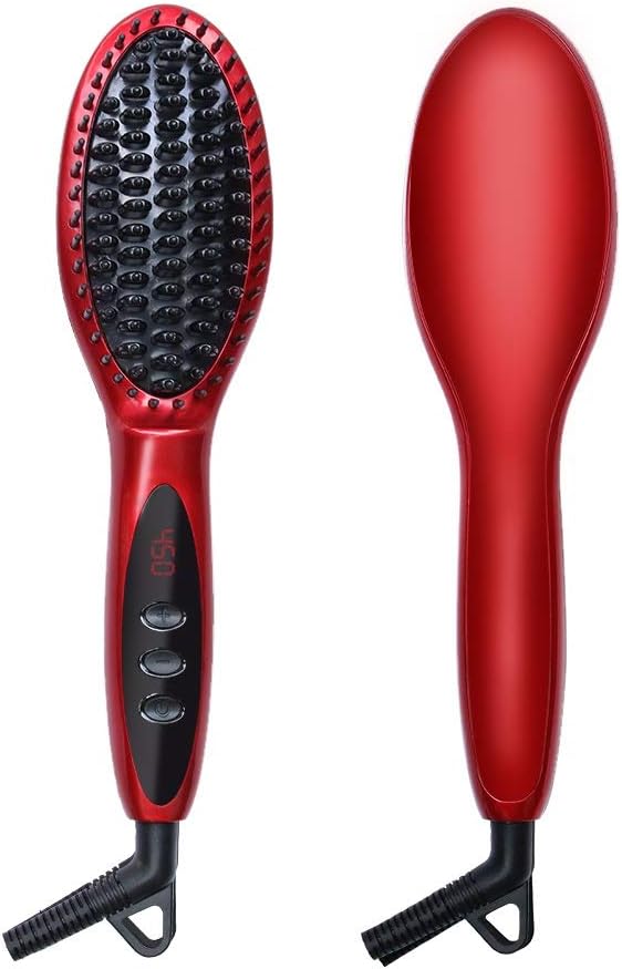 Professional Hair Straightener Brush Electric Ionic Hot Comb