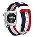 MoKo Compatible for Apple Watch Band, Fine Woven Nylon Adjustable Replacement Band Sport Strap Fit iWatch 42mm 44mm Series 5/4/3/2/1, Blue & White & Red (Not fit 38mm 40mm Versions)