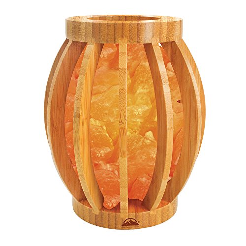 Himalayan Glow 1348 Natural Air Purifying Himalayan Bamboo Basket salt lamp with Salt Chunks, Bulb and Dimmer control, Brown, 5.2 lb