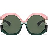 mincl Fashion Polygon Square Women Oversized Sunglasses Retro Rivets Men Trending Gradient Sun Glasses Shades UV400