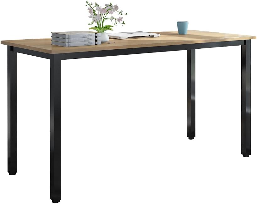 SogesHome Computer Desk 138 x 55 x 75 cm Large table PC Desk Office Desk Workstation for Home Office Use Writing Table,Dinner Table Conference table,Teak&Black,AC3BB-140-SH