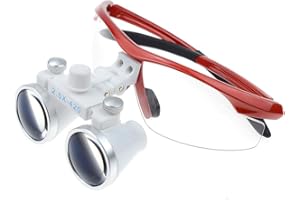 COSPNT 2.5X Magnifying Glass Loupe Binocular Loupe Surgery Surgical Magnifier Medical Operation (Red)