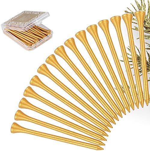 OlinkGolf Wood Golf Tees, 4 inch Prolength Max Long Golf Tee 30 Count Gold