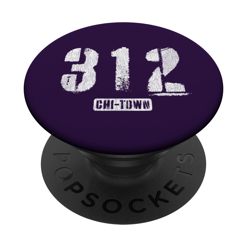 312 Chi-Town Chicago IL Rough Stencil Design With Details PopSockets Swappable PopGrip