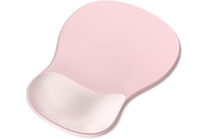 G JGOO Ergonomic Mouse Pad with Wrist Rest, Gel Mousepad with Wrist Support, Pink Mouse Wrist Rest with Non-Slip PU Base, Pain Relief, Computer Mouse Pad for Laptop, Desk, Gaming, Office, Home