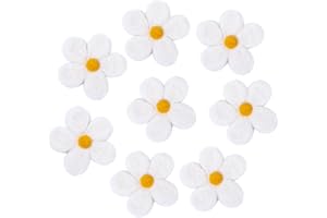 PH PandaHall 8PCS Wool Felt Flowers 8x8cm White Floral Felt Daisy Flower Felting Patches Wool Felts Ornaments Floral Embellis