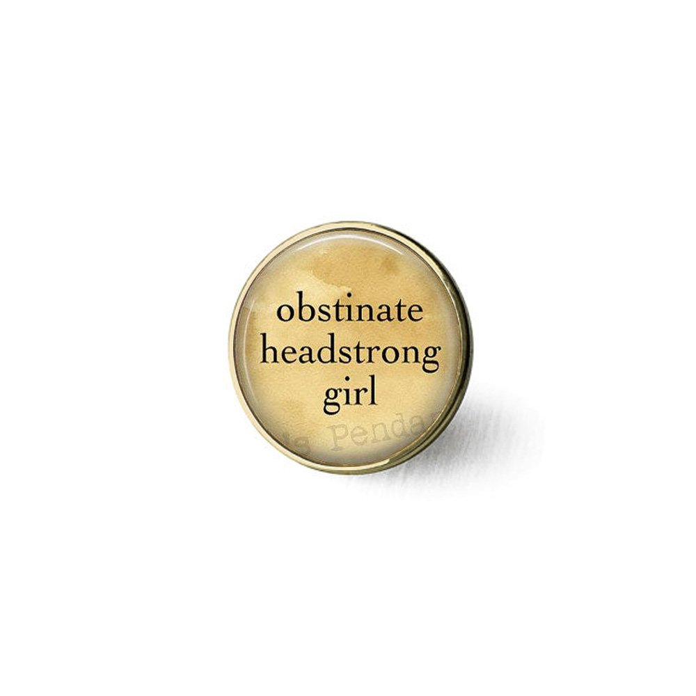 yijunPride and Prejudice obstinate, Headstrong Girl Jane Austen - Book Brooch Yellow