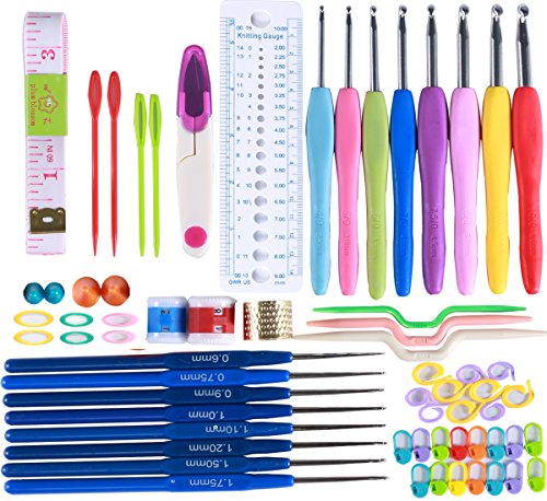 64 Pieces 16sizes Crochet Hook Set Needles Stitches knitting Craft Case crochet set Yoker Weave Yarn Set