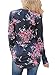 Sidefeel Women Casual Floral Printed Long Sleeve Blouse Tops Large Dark Grey