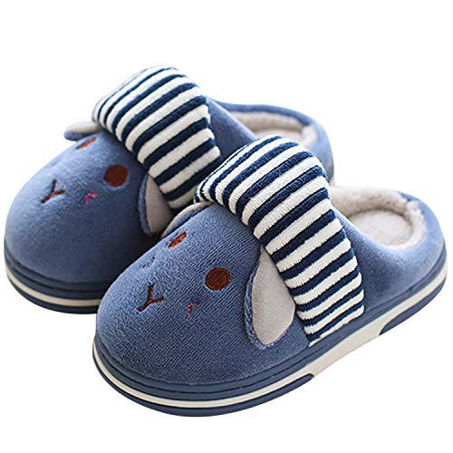 JACKSHIBO Girl Cute Home Slippers Kid Fur Lined Winter House Slippers